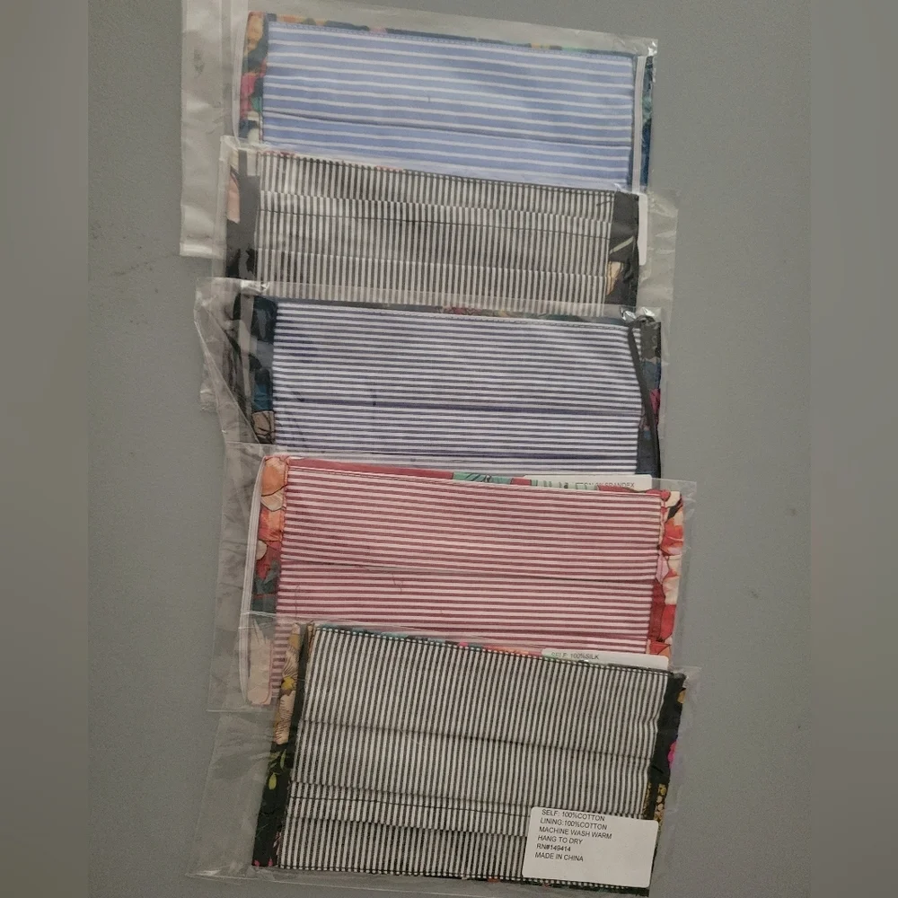 Johnny Was Silk/Cotton 5 Pack Face Masks NWT
